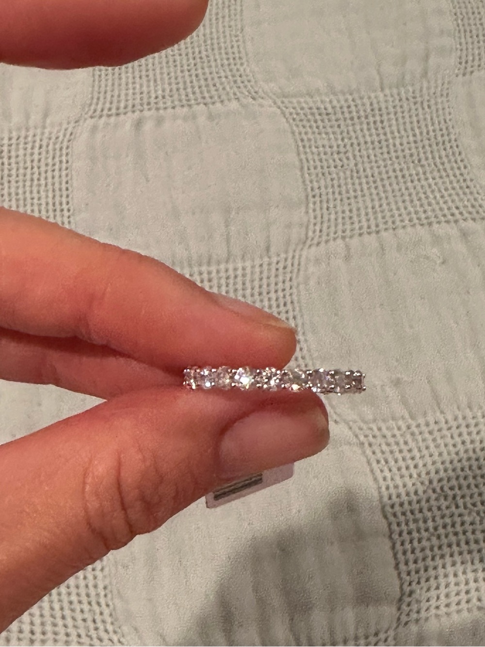 Sparkling Silver Moissanite Eternity Band - Size 8– New with tag